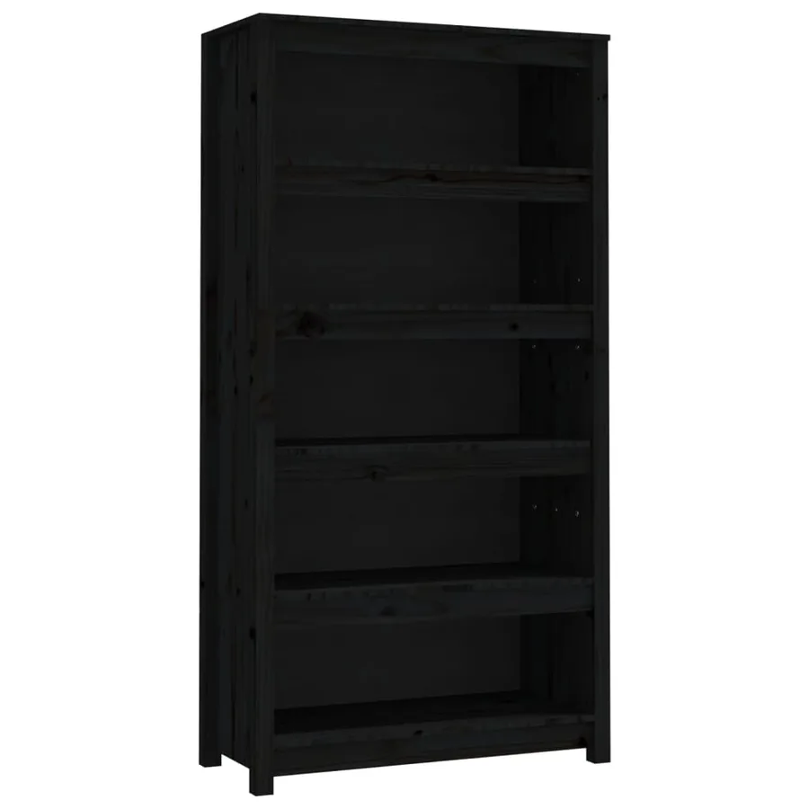 Bibliothèque Noir 80x35x154 cm Bois de pin massif - 2
