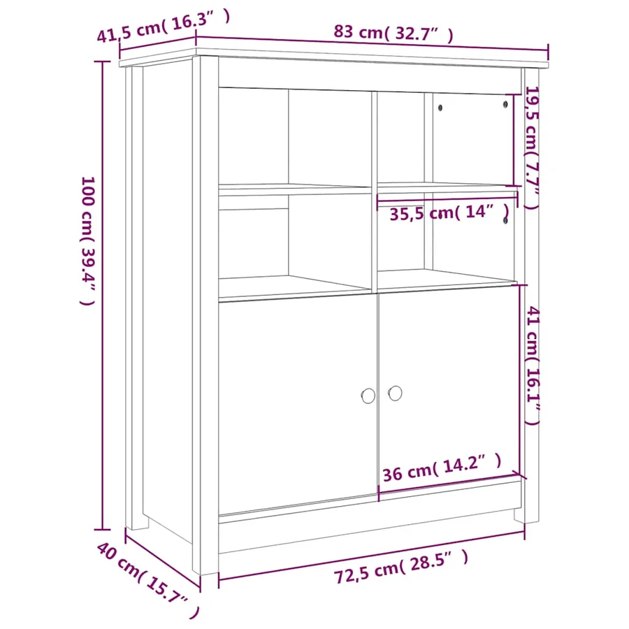 Buffet Marron miel 83x41,5x100 cm Bois massif de pin - 10