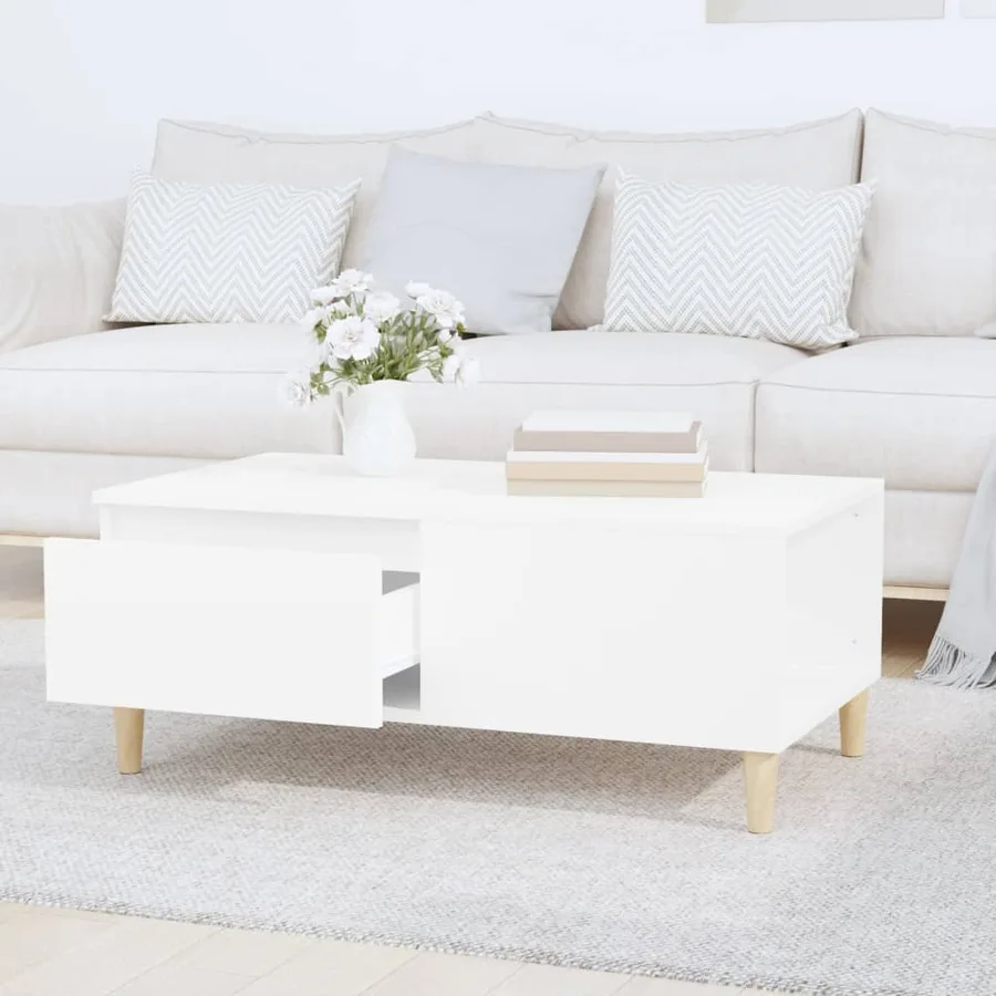 Table basse Blanc 90x50x36,5 cm Bois d'ingénierie - 3
