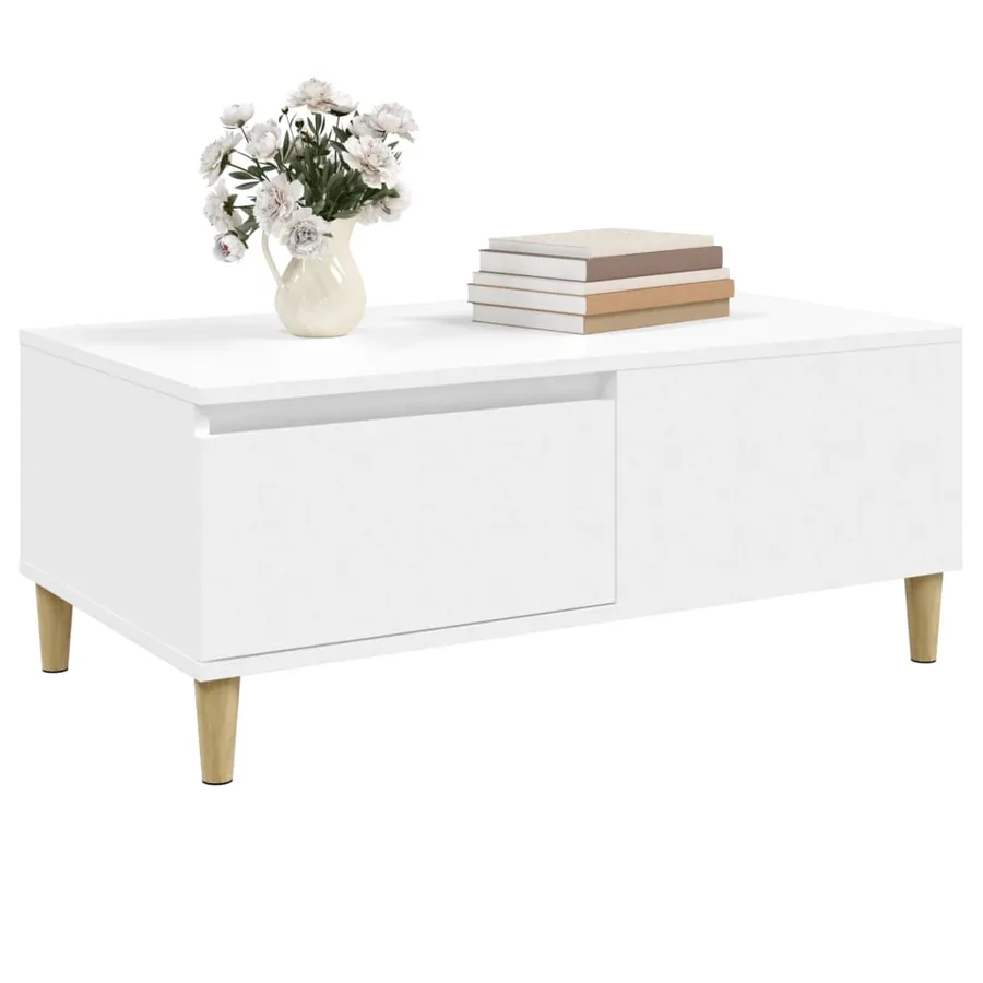 Table basse Blanc 90x50x36,5 cm Bois d'ingénierie - 4