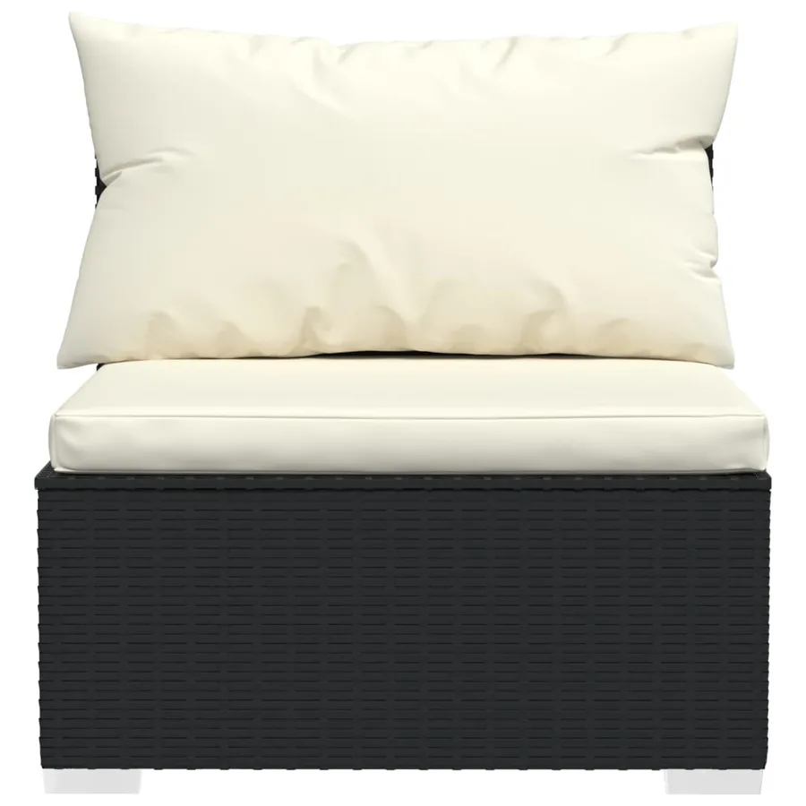 Salon de jardin 4 pcs avec coussins Noir Résine tressée - 4