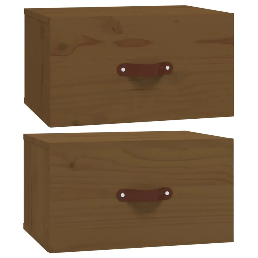Tables de chevet murales 2 pcs Marron miel 40x29,5x22 cm - 2
