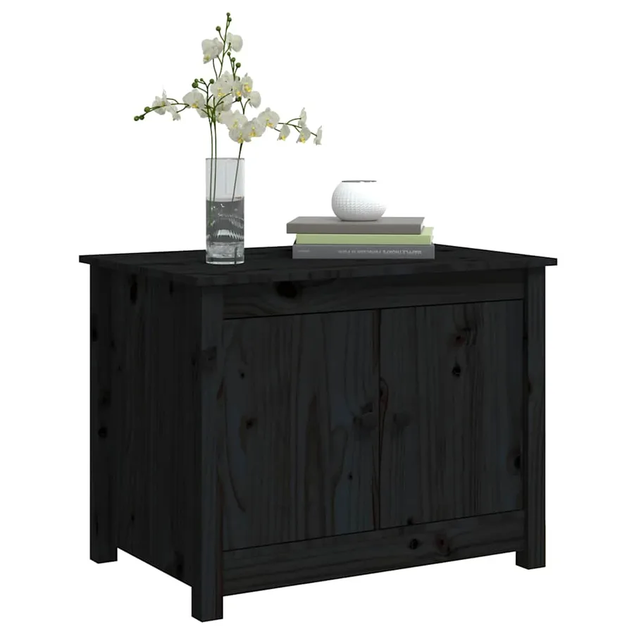 Table basse Noir 71x49x55 cm Bois massif de pin - 4