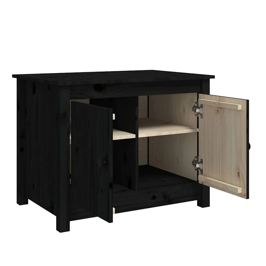 Table basse Noir 71x49x55 cm Bois massif de pin - 7