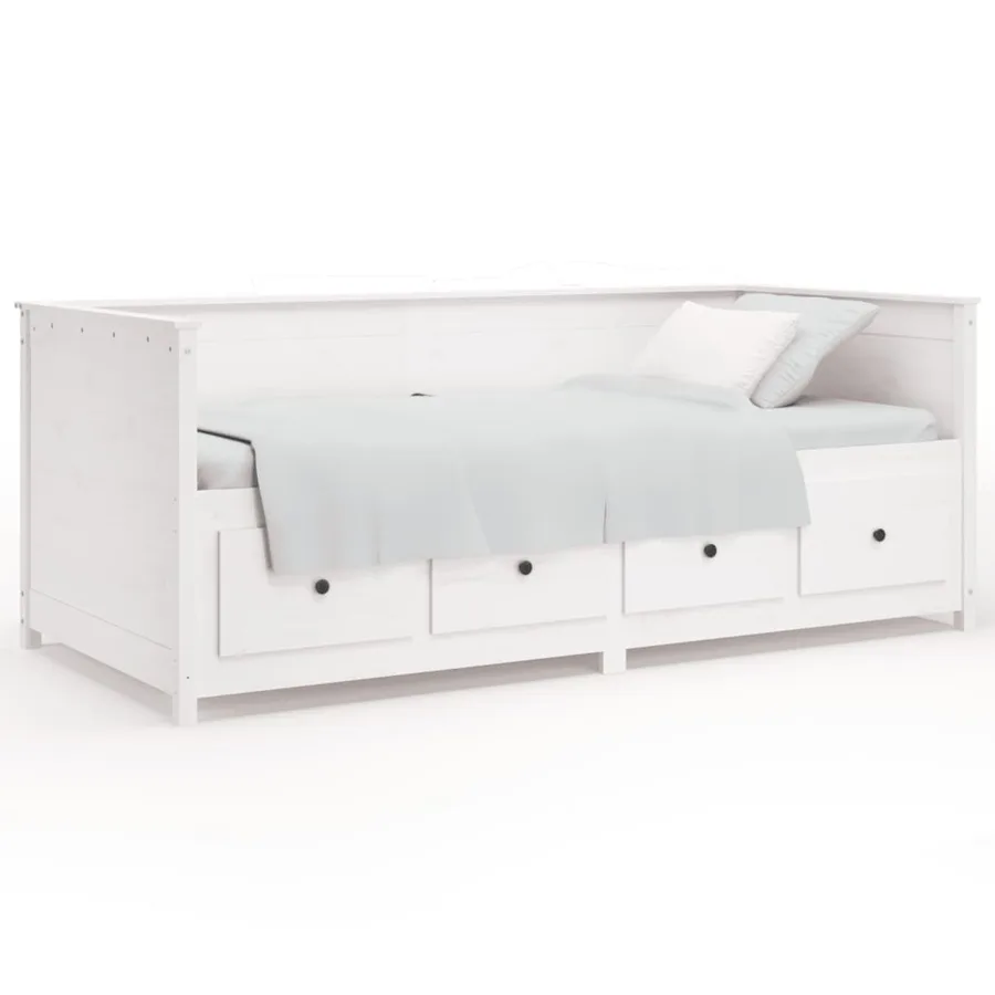 Lit de jour sans matelas blanc 80x200 cm bois de pin massif - 2