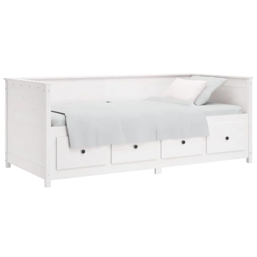 Lit de jour sans matelas blanc 80x200 cm bois de pin massif - 3