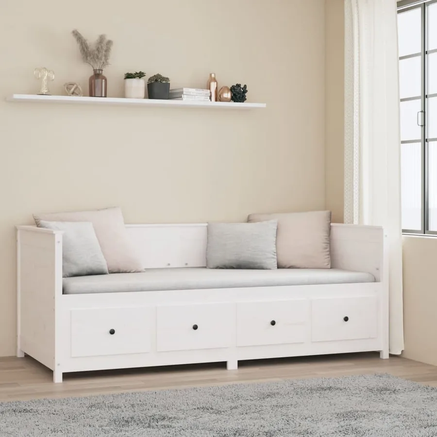 Lit de jour sans matelas blanc 80x200 cm bois de pin massif - 4