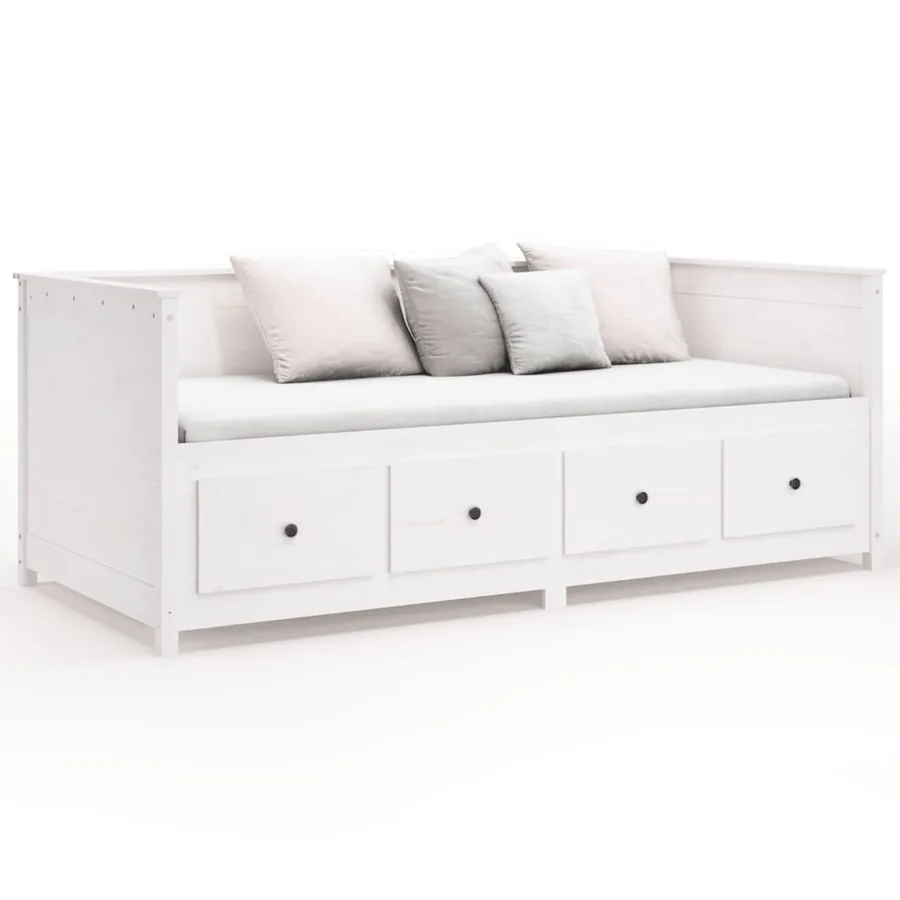 Lit de jour sans matelas blanc 80x200 cm bois de pin massif - 5