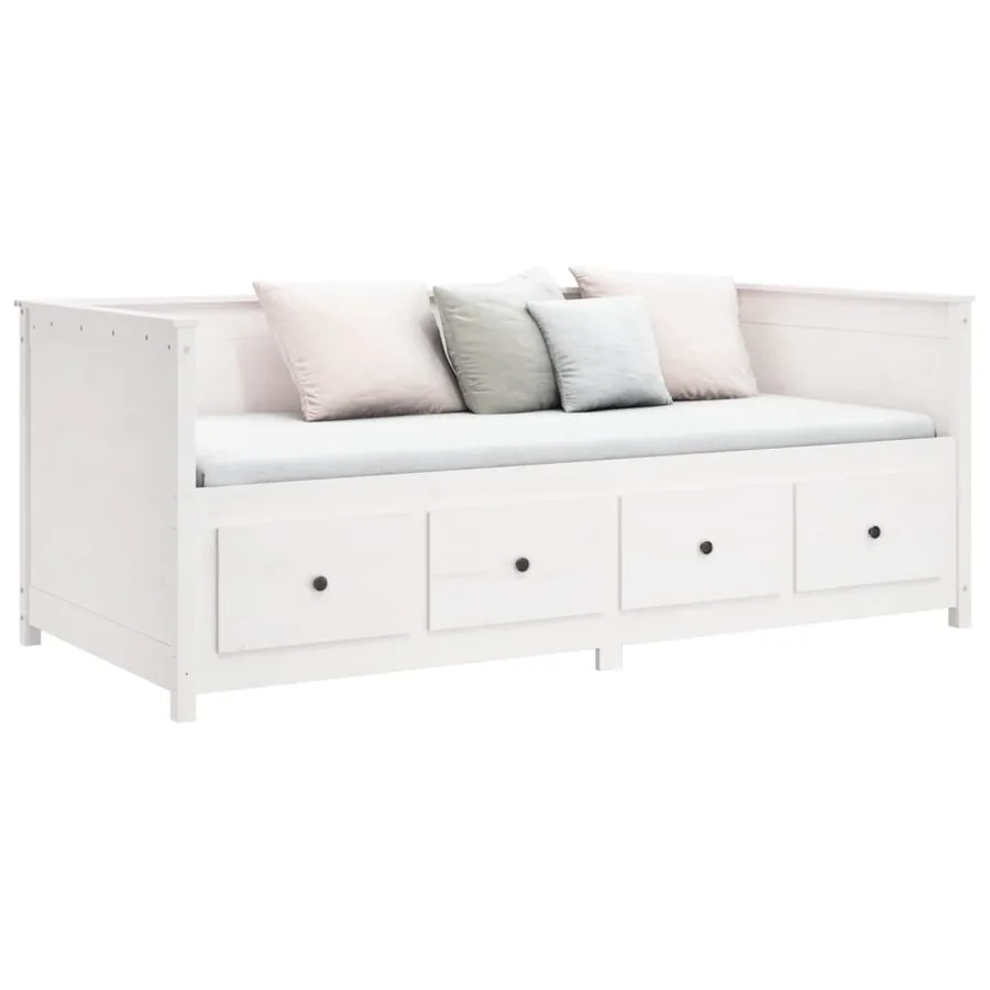 Lit de jour sans matelas blanc 80x200 cm bois de pin massif - 6