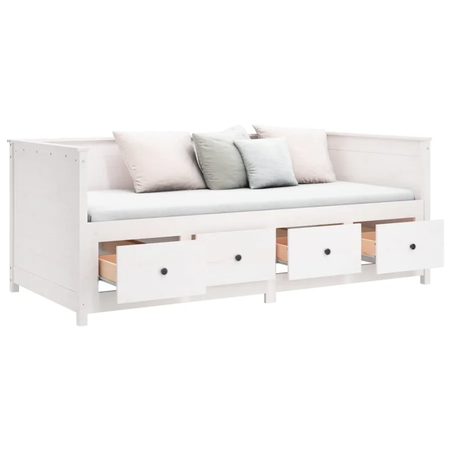 Lit de jour sans matelas blanc 80x200 cm bois de pin massif - 7