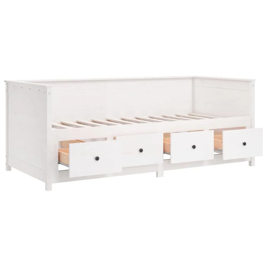 Lit de jour sans matelas blanc 80x200 cm bois de pin massif - 8
