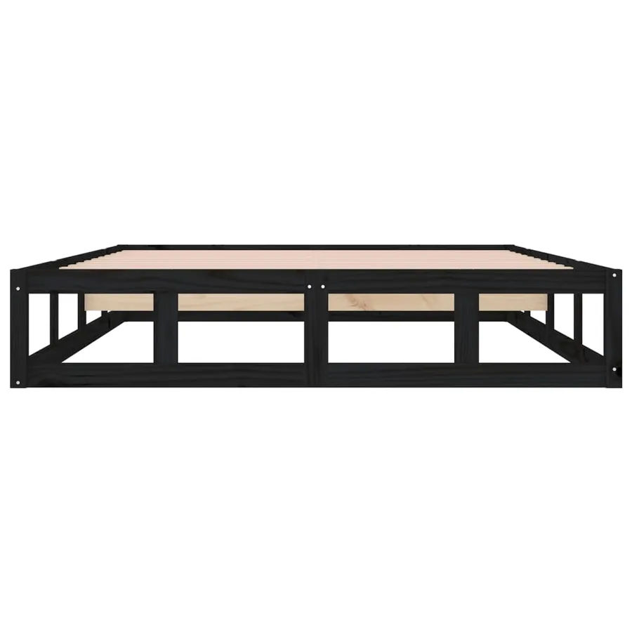 Cadre de lit sans matelas noir 120x190 cm bois massif - 5