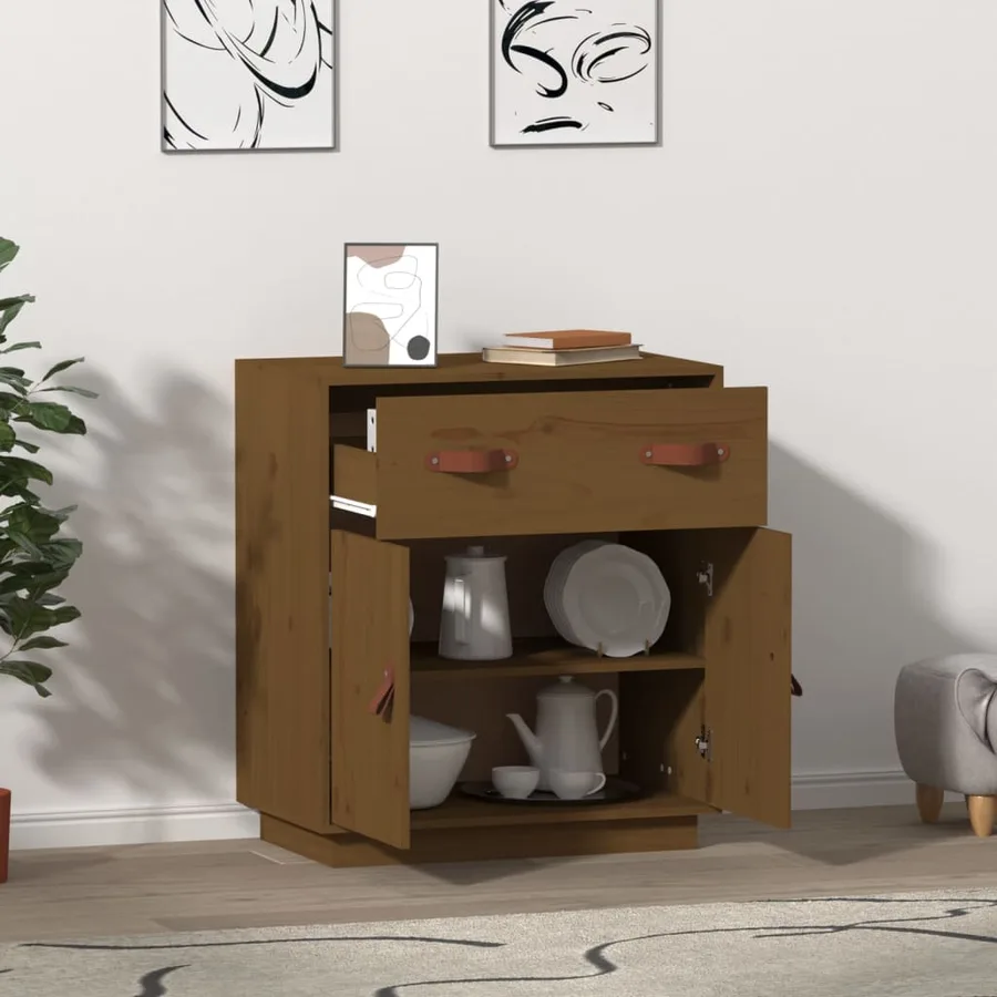 Buffet Marron miel 65,5x40x75 cm Bois massif de pin - 6