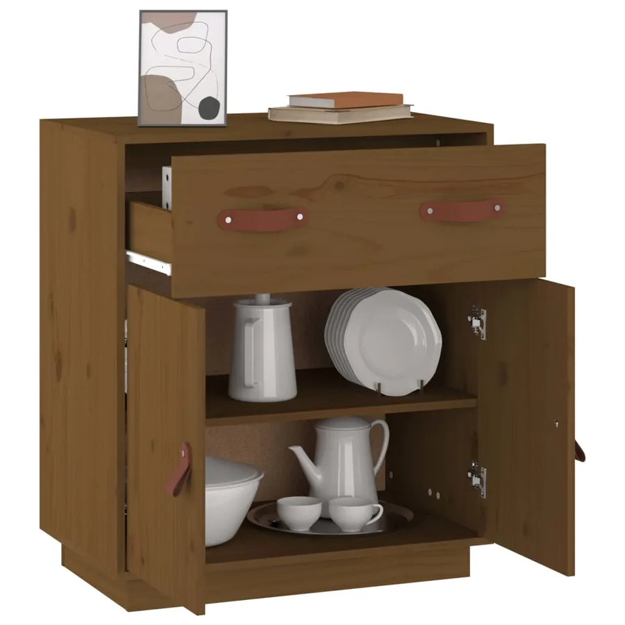 Buffet Marron miel 65,5x40x75 cm Bois massif de pin - 7