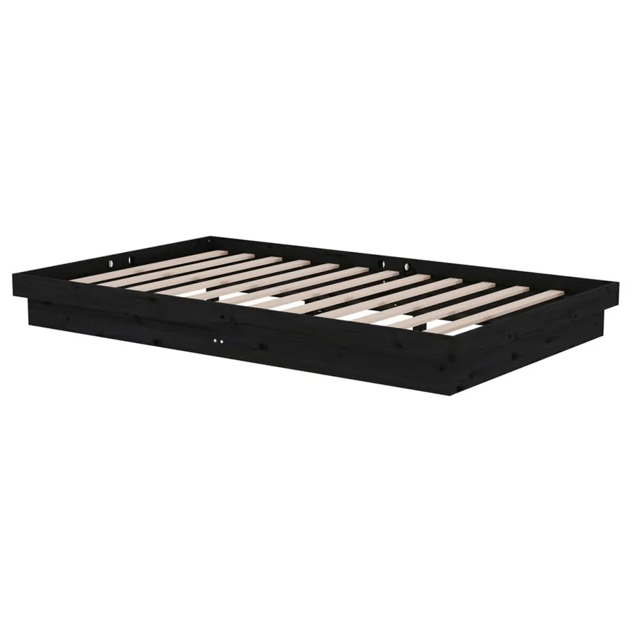 Cadre de lit sans matelas noir bois massif 120x200 cm - 4