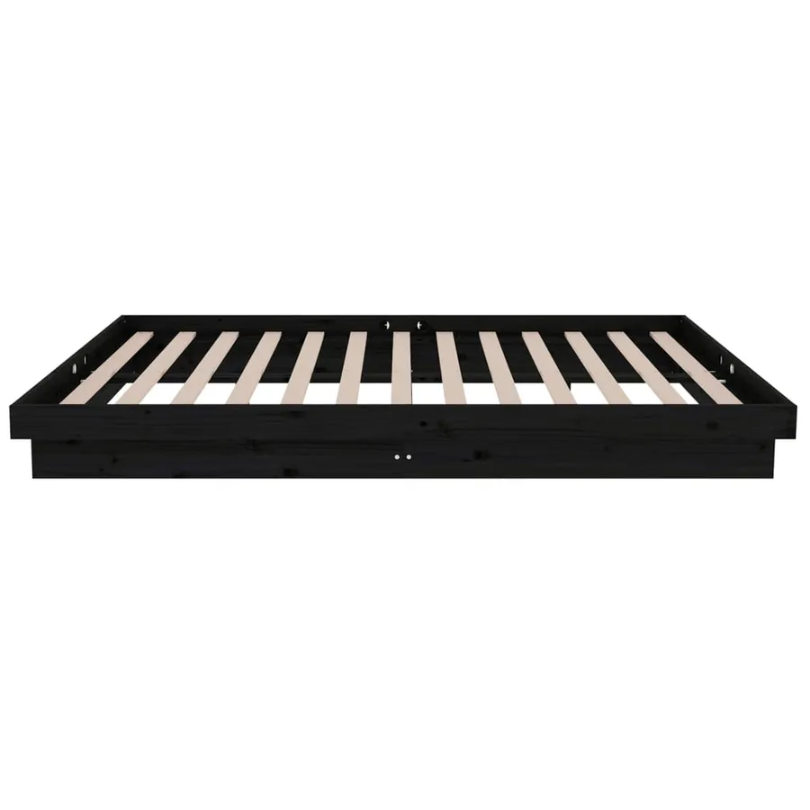 Cadre de lit sans matelas noir bois massif 120x200 cm - 6