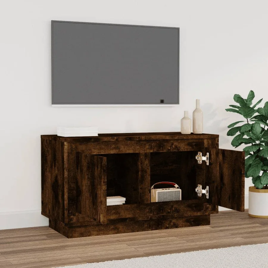 Meuble TV chêne fumé 80x35x45 cm bois d'ingénierie - 3