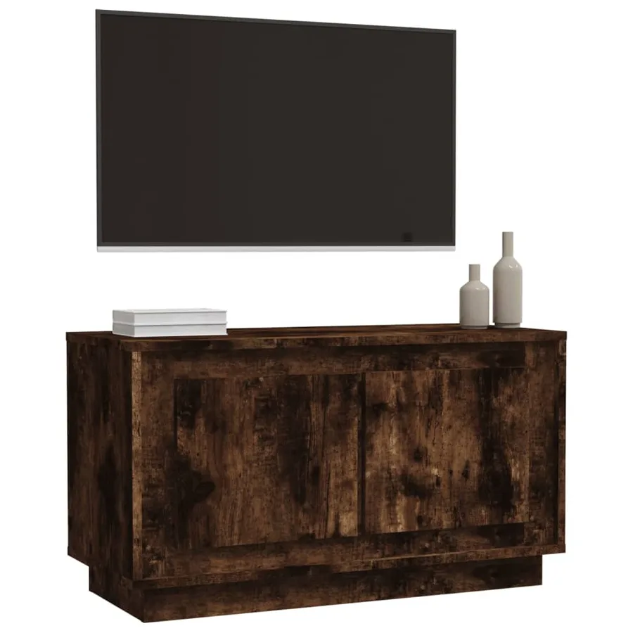 Meuble TV chêne fumé 80x35x45 cm bois d'ingénierie - 4