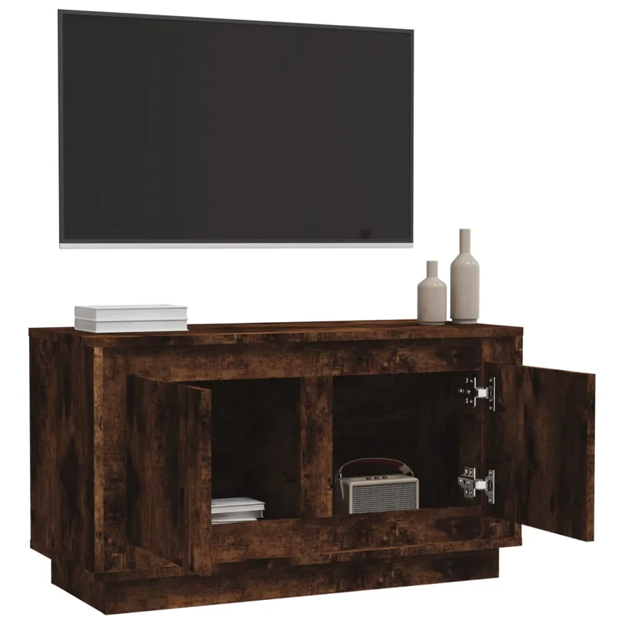 Meuble TV chêne fumé 80x35x45 cm bois d'ingénierie - 5