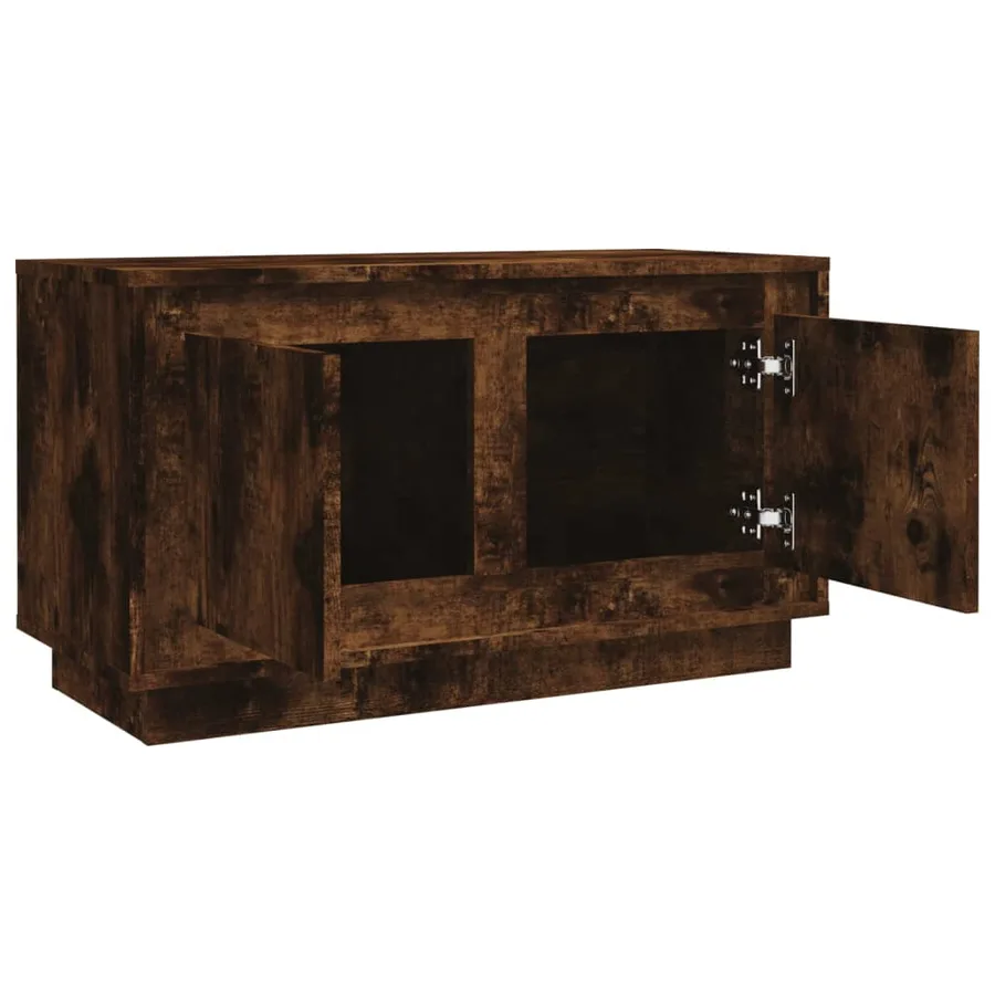 Meuble TV chêne fumé 80x35x45 cm bois d'ingénierie - 7