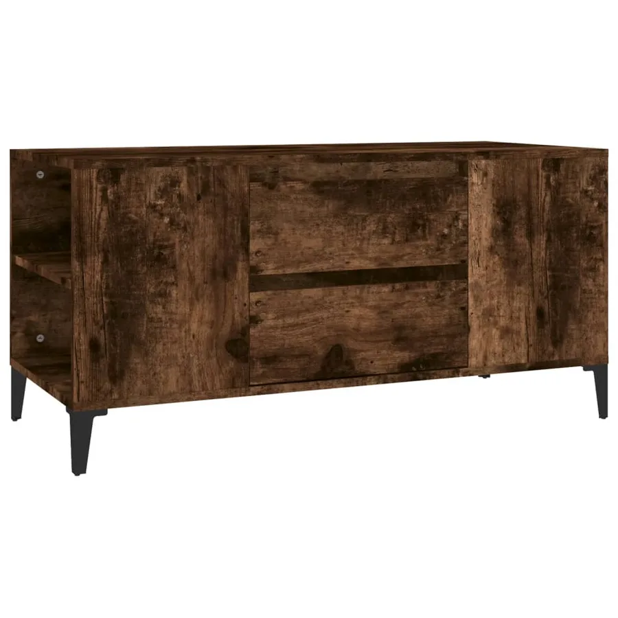 Meuble TV Chêne fumé 102x44,5x50 cm Bois d'ingénierie - 2
