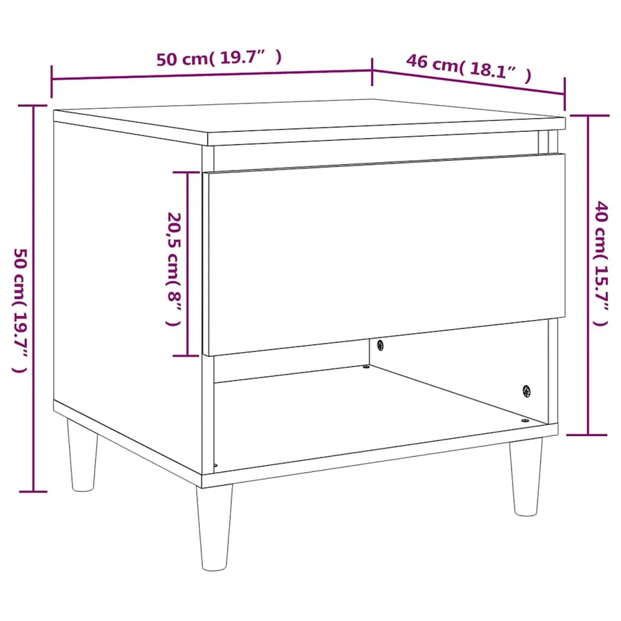 Table de chevet Sonoma gris 50x46x50 cm Bois d'ingénierie - 9