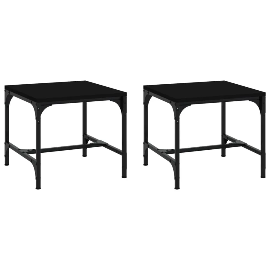 Tables d'appoint 2 pcs Noir 40x40x35 cm Bois d'ingénierie - 2