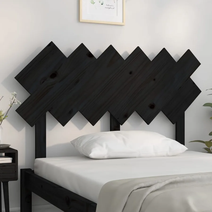 Tête de lit Noir 122,5x3x80,5 cm Bois massif de pin - 3