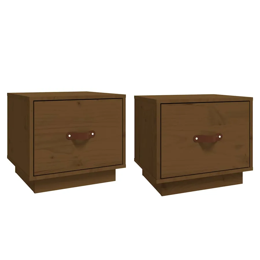 Tables de chevet 2pcs Marron miel 40x34x35cm Bois de pin massif - 2