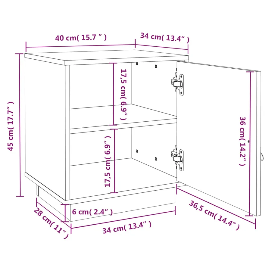 Tables de chevet 2 pcs Blanc 40x34x45 cm Bois de pin massif - 10