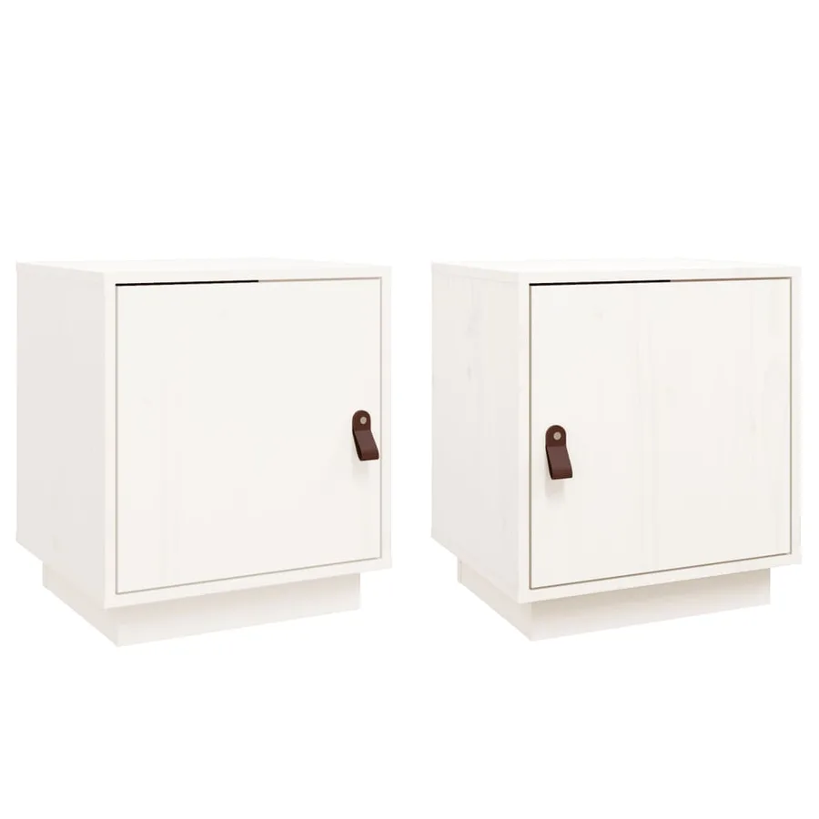 Tables de chevet 2 pcs Blanc 40x34x45 cm Bois de pin massif - 2