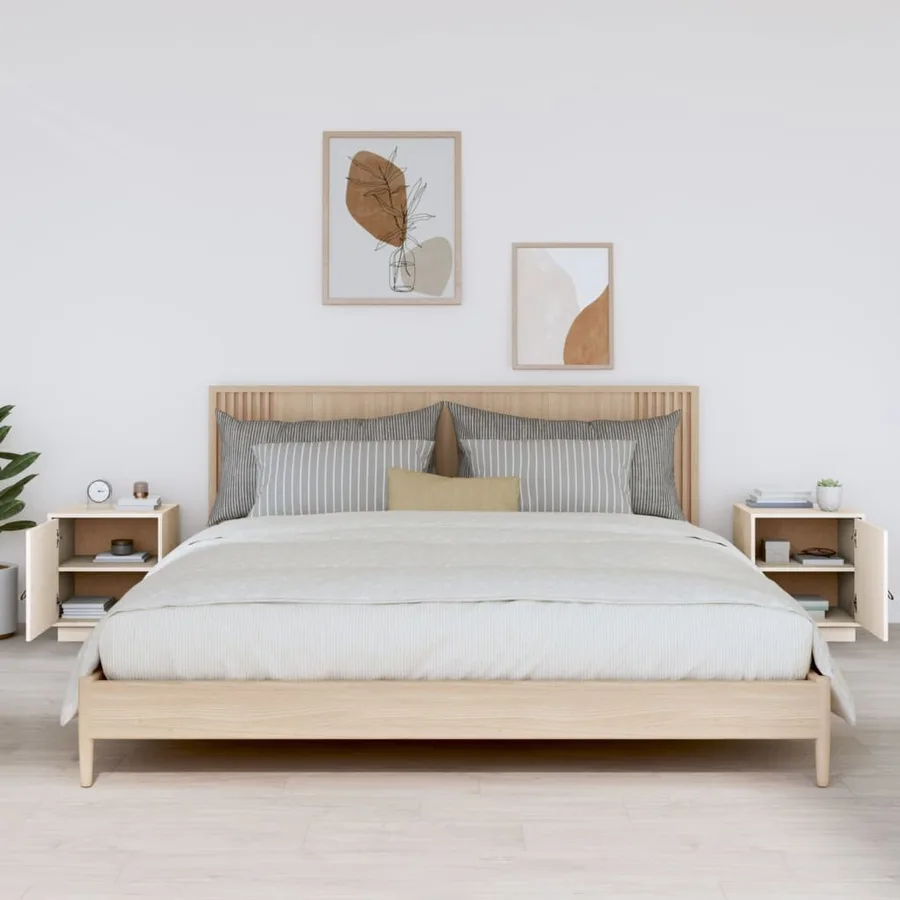 Tables de chevet 2 pcs Blanc 40x34x45 cm Bois de pin massif - 3