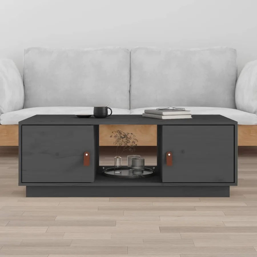 Table basse Gris 100x50x35 cm Bois massif de pin