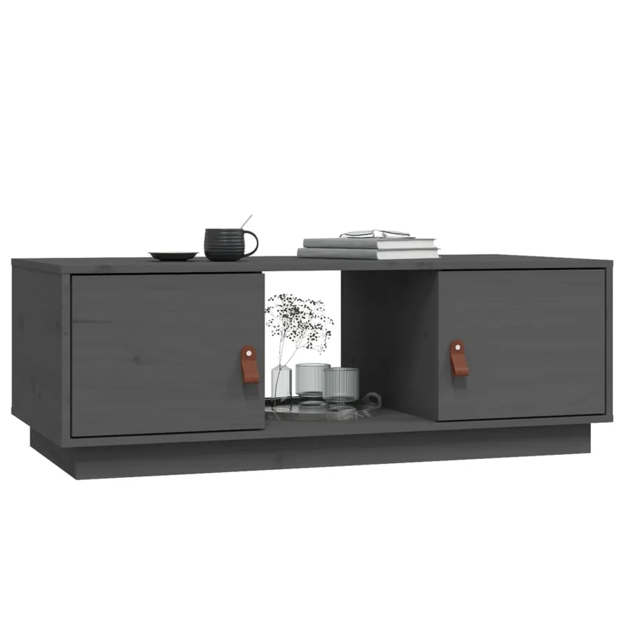 Table basse Gris 100x50x35 cm Bois massif de pin - 4