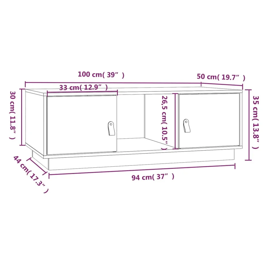 Table basse 100x50x35 cm Bois massif de pin - 10