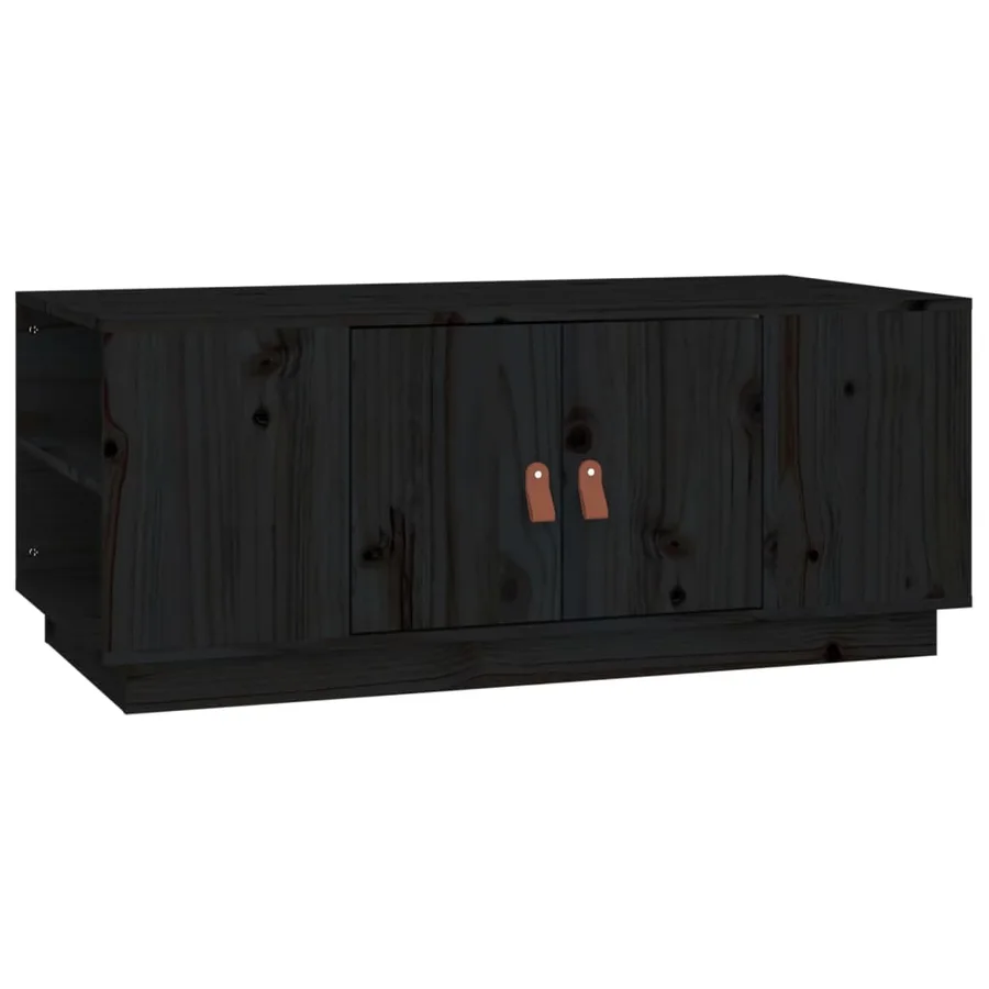 Table basse Noir 100x50x41 cm Bois massif de pin - 2