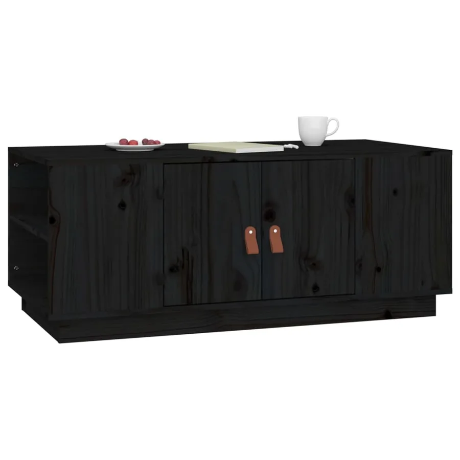 Table basse Noir 100x50x41 cm Bois massif de pin - 5