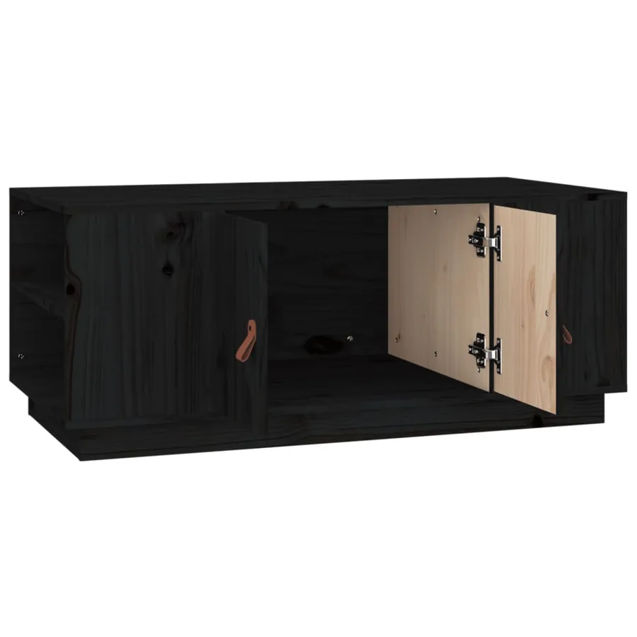Table basse Noir 100x50x41 cm Bois massif de pin - 7