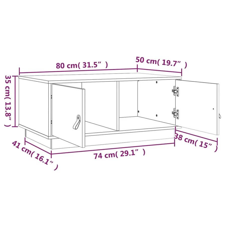 Table basse 80x50x35 cm Bois massif de pin - 10