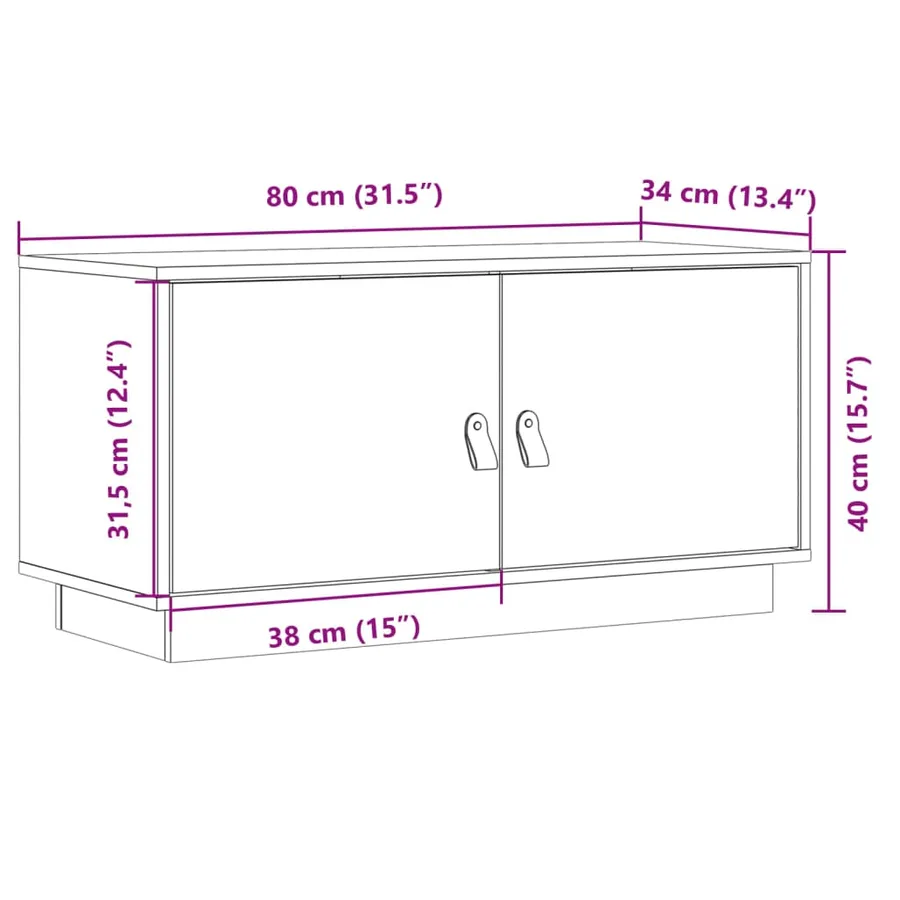 Meuble TV Marron miel 80x34x40 cm Bois de pin massif - 10