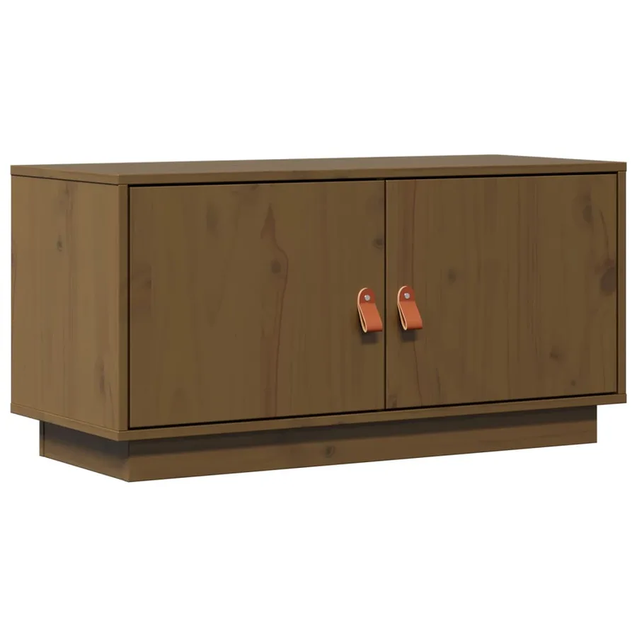 Meuble TV Marron miel 80x34x40 cm Bois de pin massif - 2