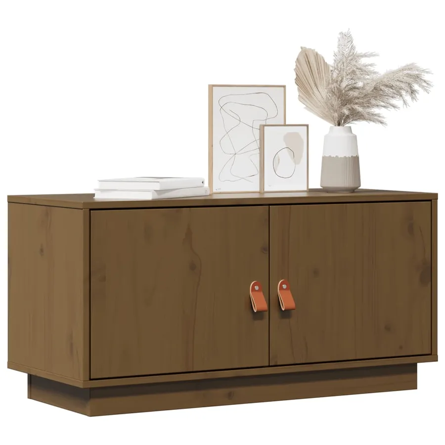 Meuble TV Marron miel 80x34x40 cm Bois de pin massif - 3