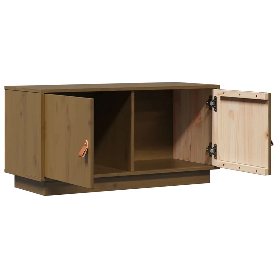 Meuble TV Marron miel 80x34x40 cm Bois de pin massif - 5