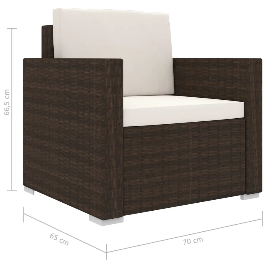 Salon de jardin 8 pcs avec coussins résine tressée marron - 14