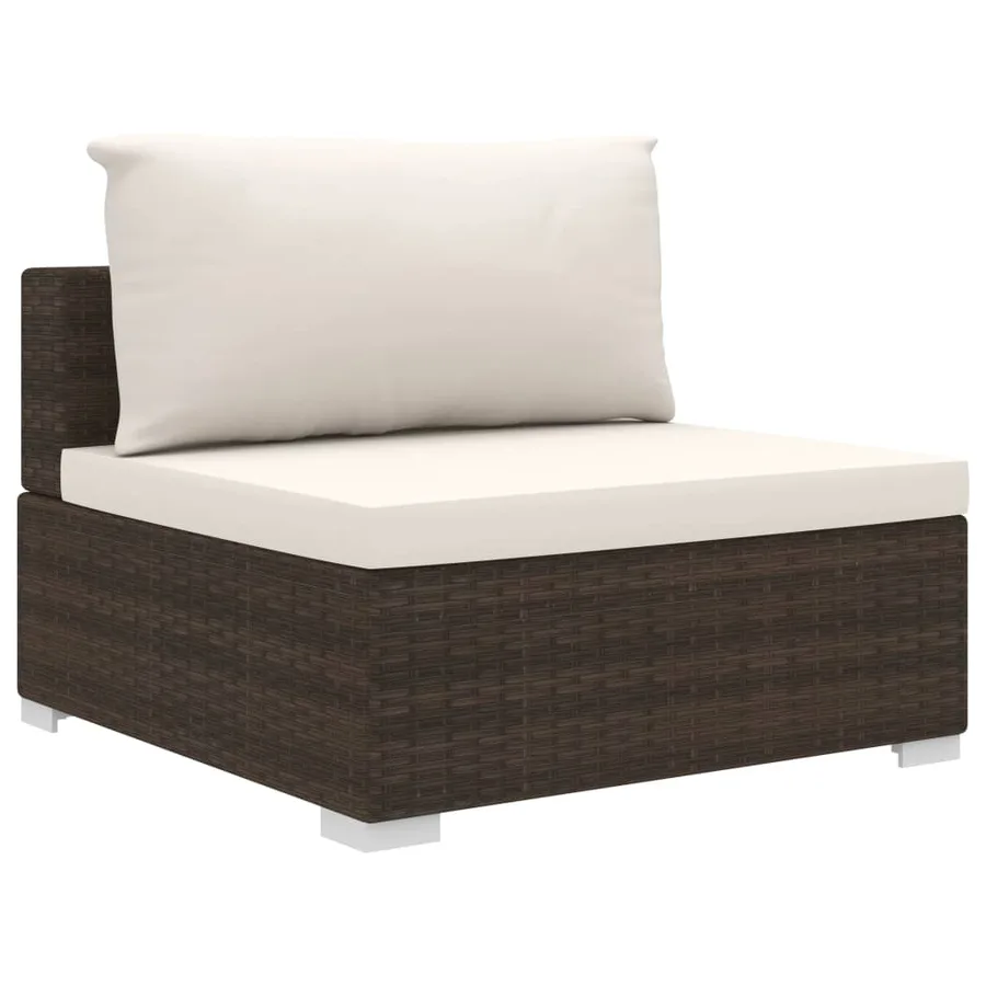 Salon de jardin 8 pcs avec coussins résine tressée marron - 5