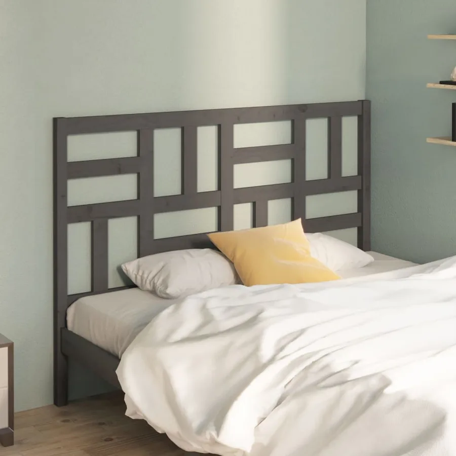 Tête de lit Gris 126x4x104 cm Bois massif de pin - 3