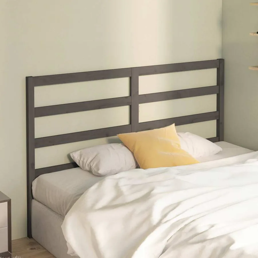 Tête de lit Gris 126x4x100 cm Bois massif de pin - 3