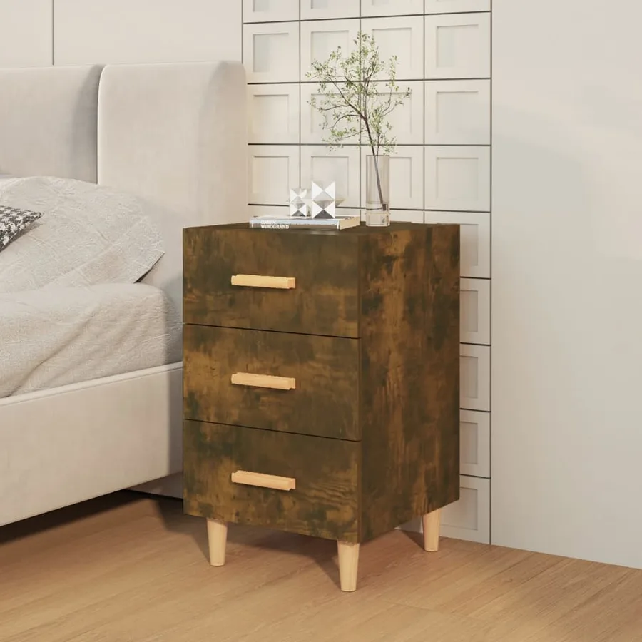 Table de chevet chêne fumé 40x40x66 cm bois d'ingénierie - 3