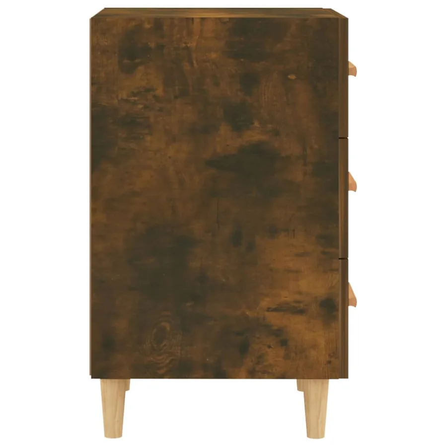 Table de chevet chêne fumé 40x40x66 cm bois d'ingénierie - 5