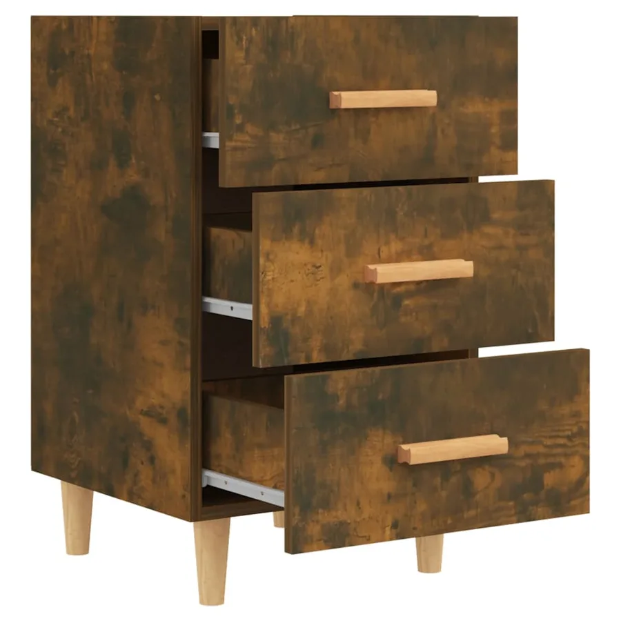 Table de chevet chêne fumé 40x40x66 cm bois d'ingénierie - 6